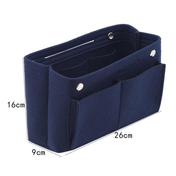 Women Simple Felt Tote Bag Organizer Insert Large Capacity Handbag Dividers for Inside Purse navy blue