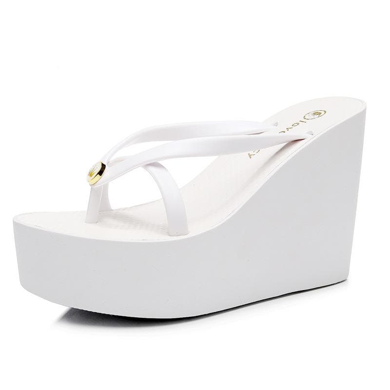 Slippers Women's Summer 11cm Thick-soled Non-slip Slippers Wedge Sandals 40 white