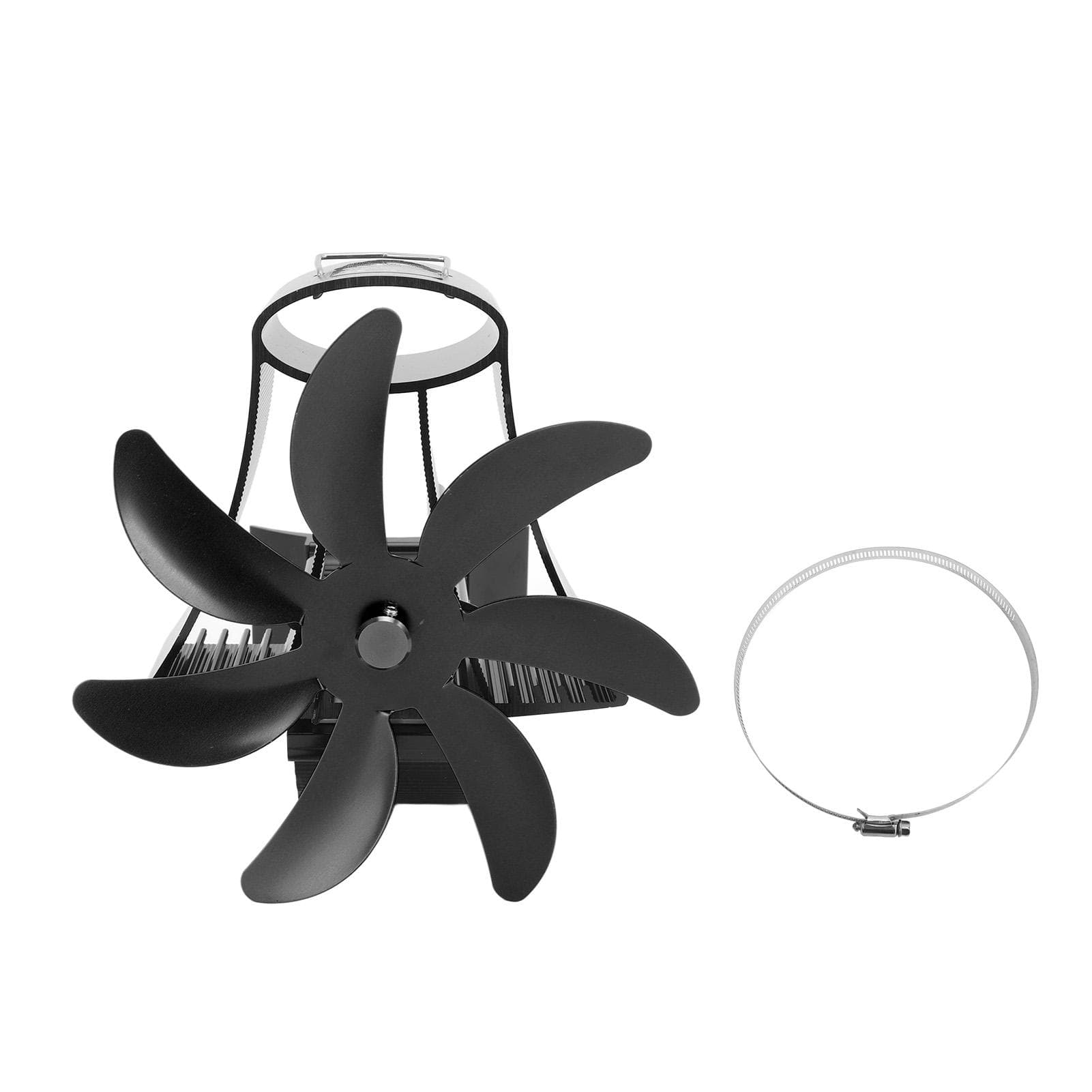 Wood Stove Fan Pipe Fireplace Fan 7 Blades Stove Fan On Chimney Silent Motors Heat Powered Wood black