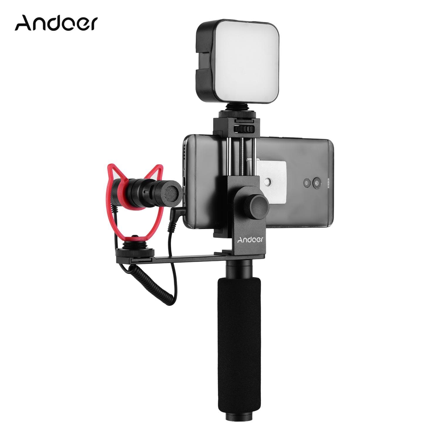 Smartphone Vlogging Hand Grip Mobile Phone Video Recording Holder Handle Stabilizer black