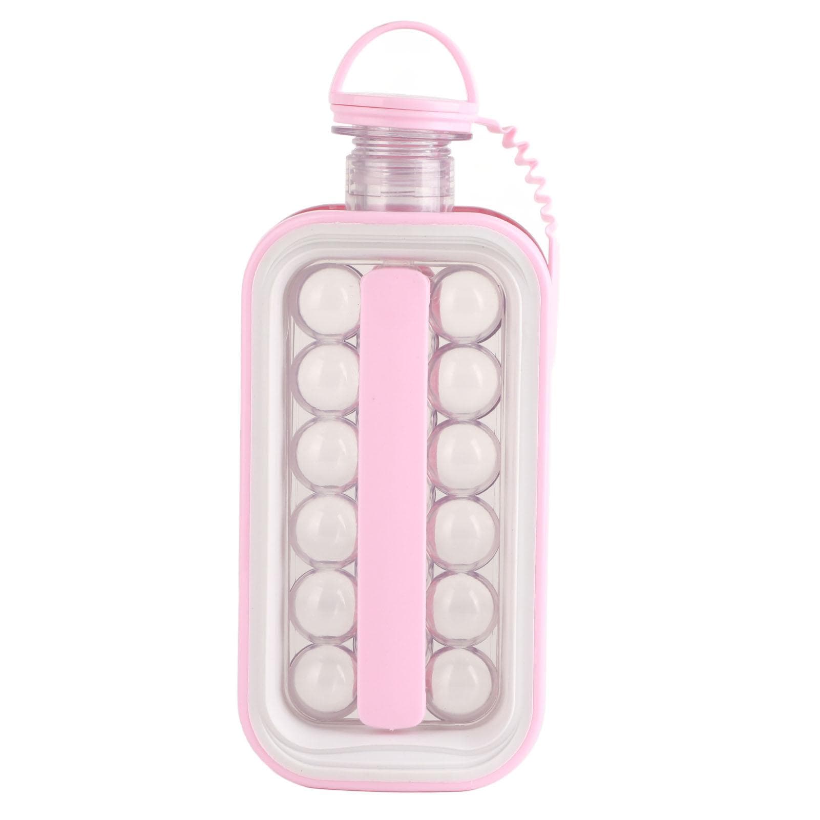 Foldable Ice Ball Maker Kettle Portable Silicone Plastic Ice Making Bottle Mold for Home Use Pink pink