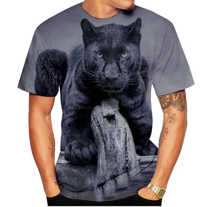 Summer New Panther Print T-shirt Men's Women's Animal Pattern Short Sleeve Casual Street Men's Tops O-Neck Quick Drying T-shirts L