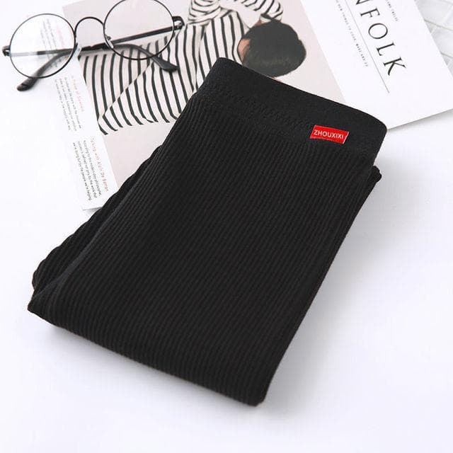 High Waist Warm Leggings Add Cotton Autumn Winter Slim Knitting Casual Leggings Women Solid High Elasticity Pants M