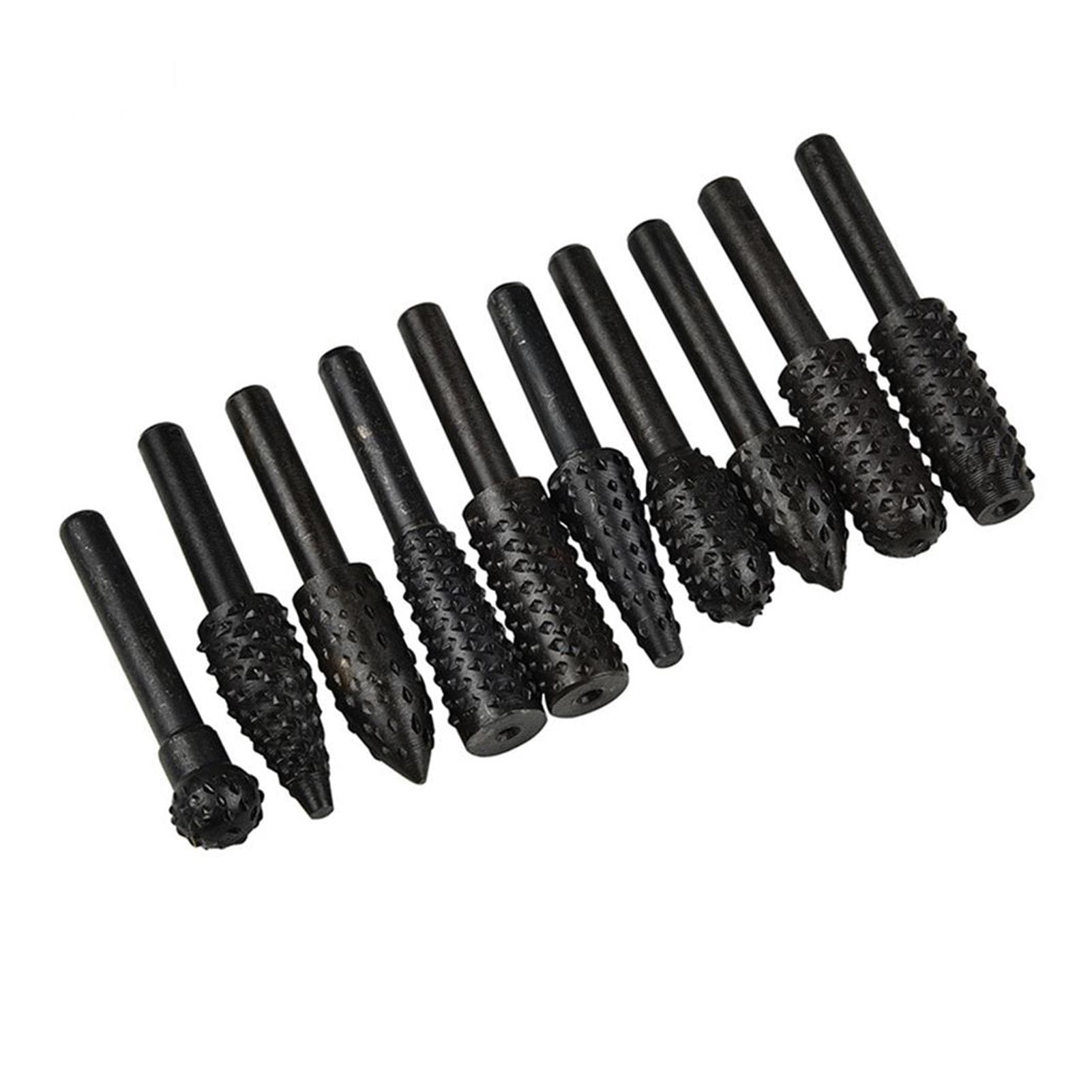 10PCS Rasp File Drill Bits Rasp Set Drill Grinder Drill Rasp For Woodworking Carving Tool 1/4 black