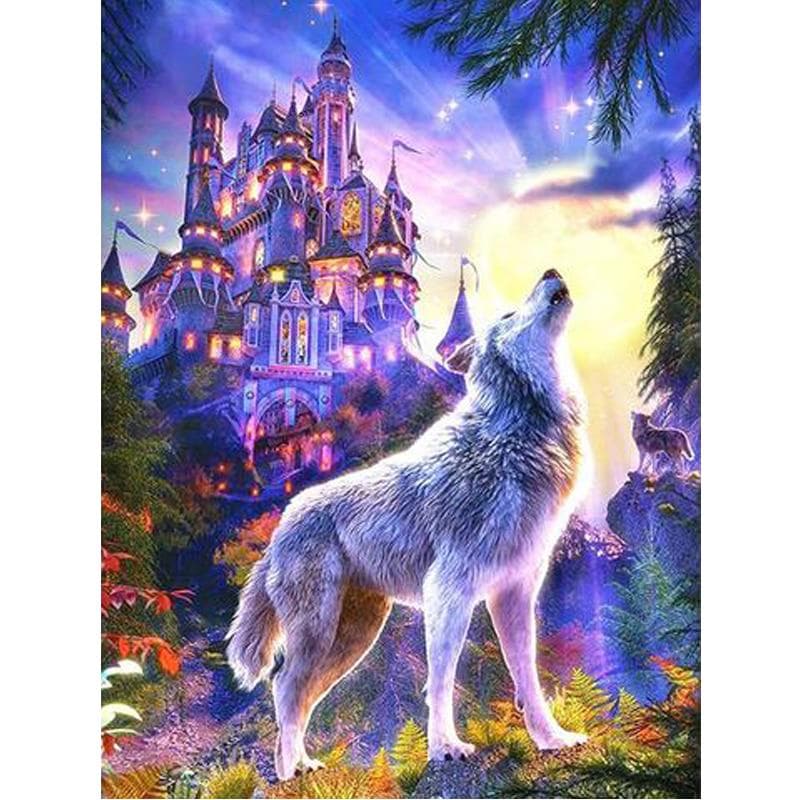 Diy Diamond Embroidery Kits Full Drill 5D Diamond Craft Painting Magical Wolf Howling 20X30CM