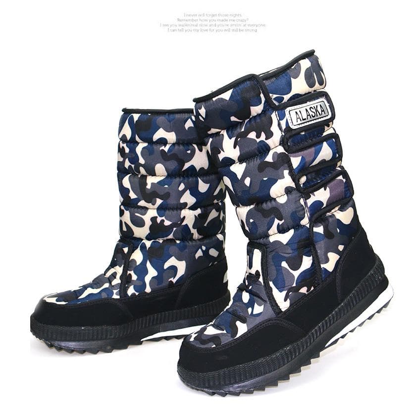 Men's Snow Boots Platform Mid-Calf Lined Waterproof Snow Boots Warm 45