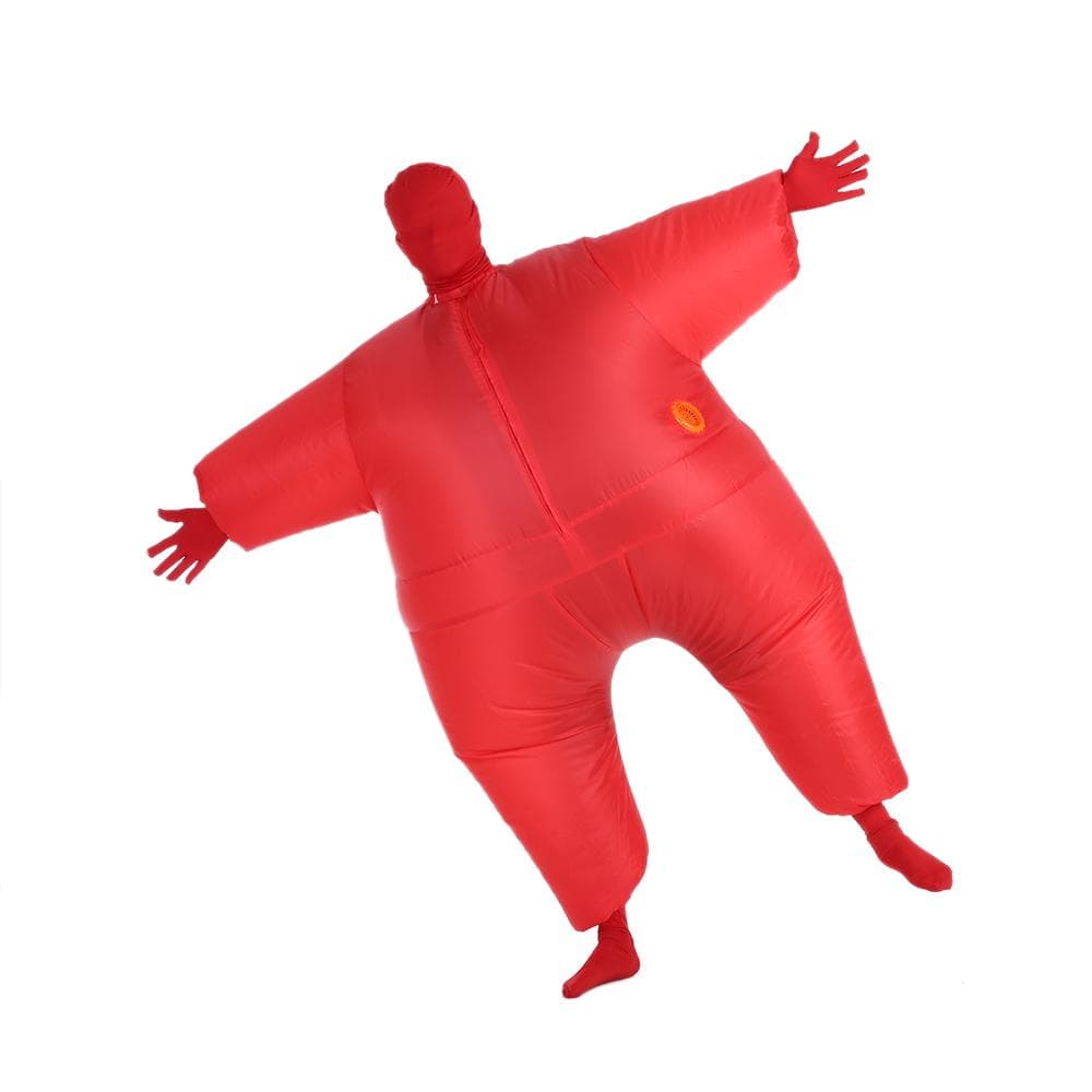 Funny Adult Size Inflatable Full Body Costume Suit Air Fat Inflatable Jumpsuit Costume Fan Operated Adult red