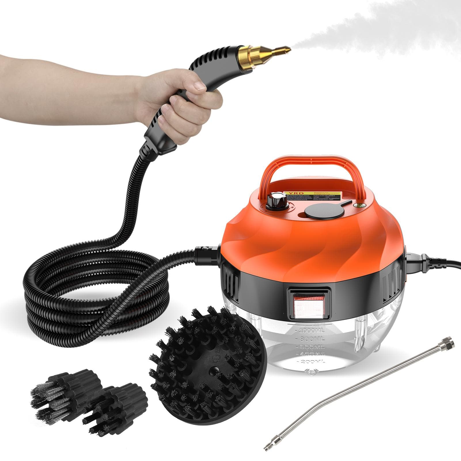 2500W Portable Handheld Steam Cleaner High Temperature Pressurized Steam Cleaning Machine with AU Plug black