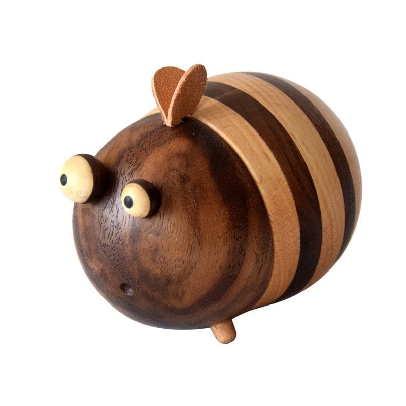 Wooden Toothpick Box Bee Shape Toothpick Holder Cartoon Moisture-proof Toothpick Dispenser Home Dining Room Decoration