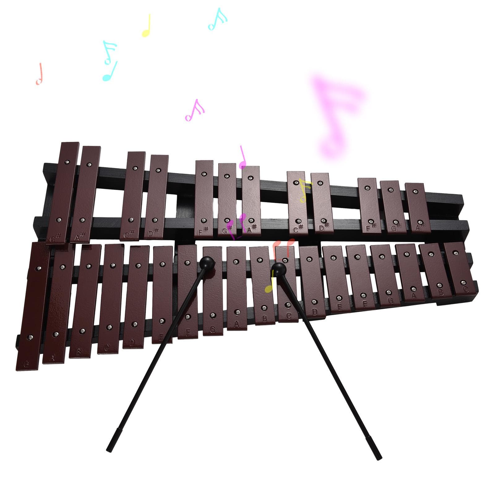 30 Note Glockenspiel Foldable Xylophone Wooden Frame 5mm Thickness Aluminum Bars Percussion Musical coffee