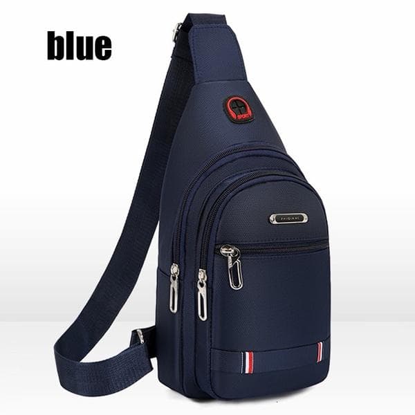 Men's Casual Multifunctional Chest Bag Nylon Shoulder Bag Double Storage Bag Waist Bag blue