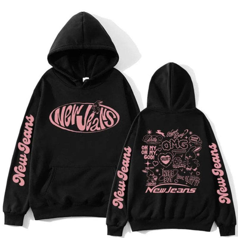 Korean NewJeans Bunny Kawaii Graphic Zip Up Hoodies Fashion Kpop Style Cute Hoodie Men Women's Casual Jackets Zipper Sweatshirts XXL