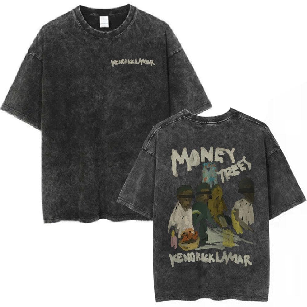 Rapper Kendrick Lamar Mustard Vintage Washed T Shirts Short Sleeve T Shirt Men's Casual Cotton Oversized T-shirt M