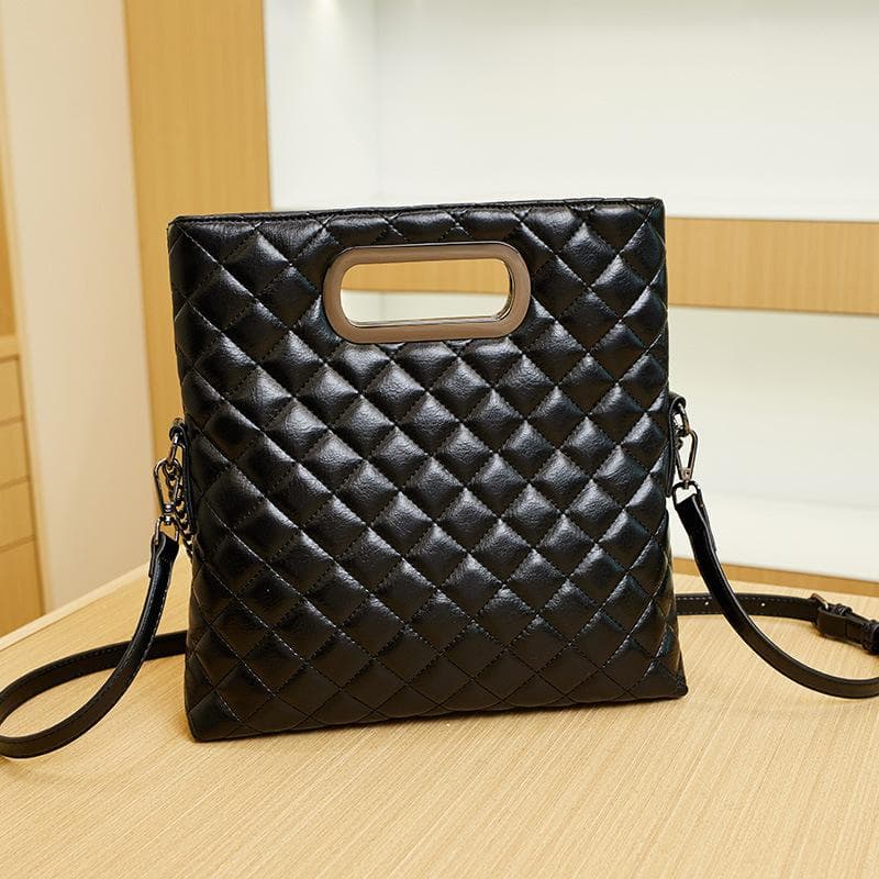 Small Fragrant Wind High-grade Texture Classic Diamond Lattice Folded Square Buckle Chain Shoulder Handbag Crossbody Bag Woman black