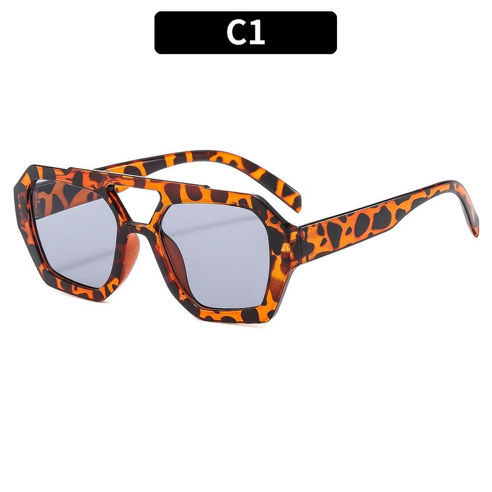 Retro Double Bridges Women's Sunglasses Big Frame Leopard Brown Gradient Luxury Designer Sun Glasses Men Shades As Picture