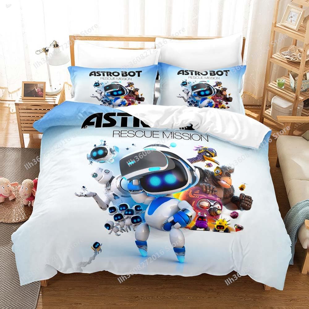 ASTRO BOT Bedding Set Single Twin Full Queen King Size Bed Set Adult Kid Bedroom Duvetcover Sets 3D Print Anime Bed Sheet S EU Single(135x200cm)