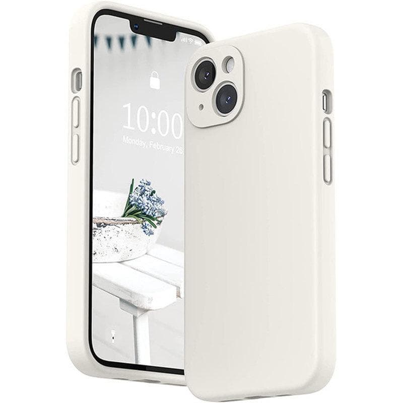 Square Liquid Silicone Soft Case for IPhone 16 15 14 13 11 12 Pro Max Mini X XR XS 7 8 Plus SE 2 Full Lens Protection Cover iPhone 8 white