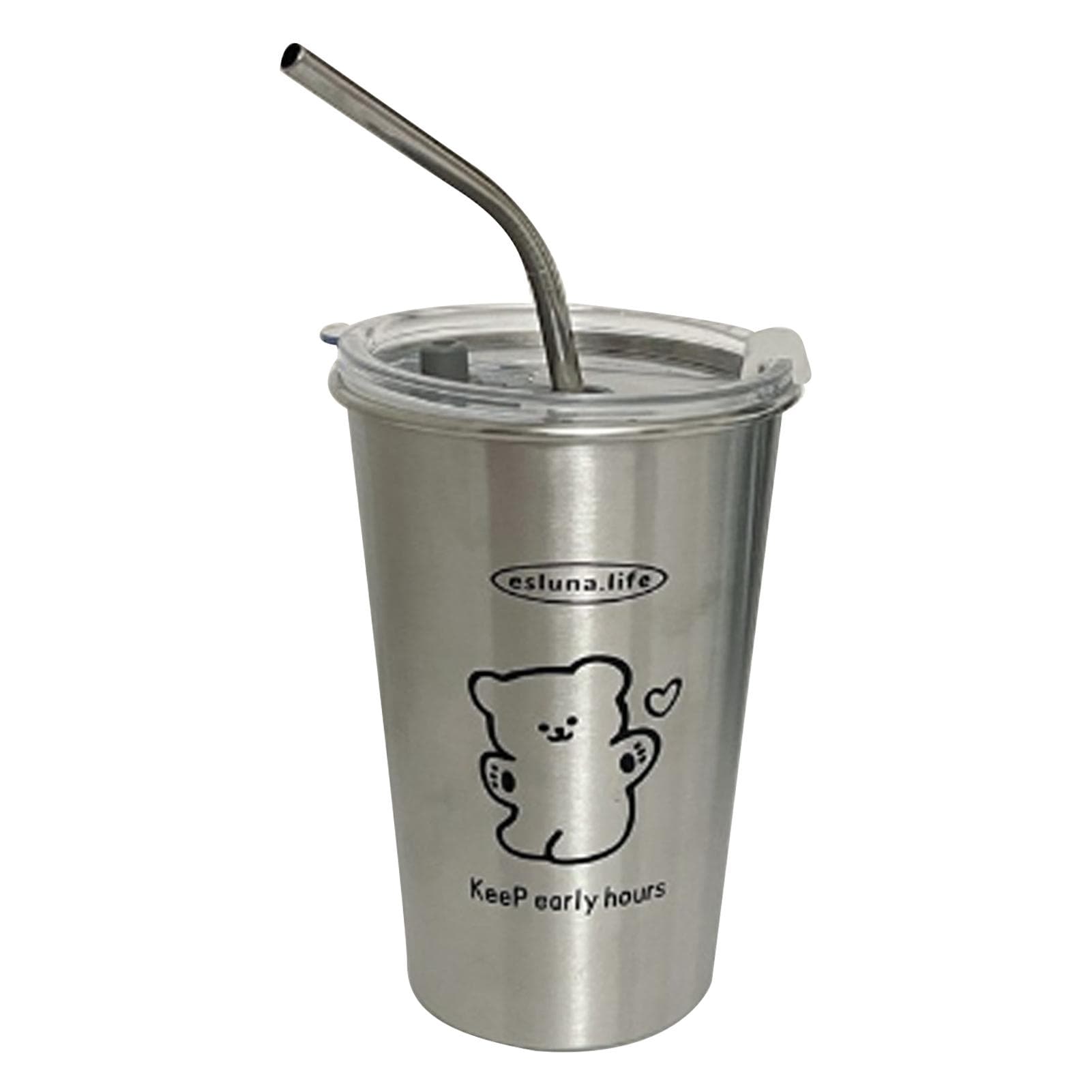 Stainless Steel Cold Tumbler 500ml with Metal Straws Lid Iced Coffee Travel Mug for Coffee Water