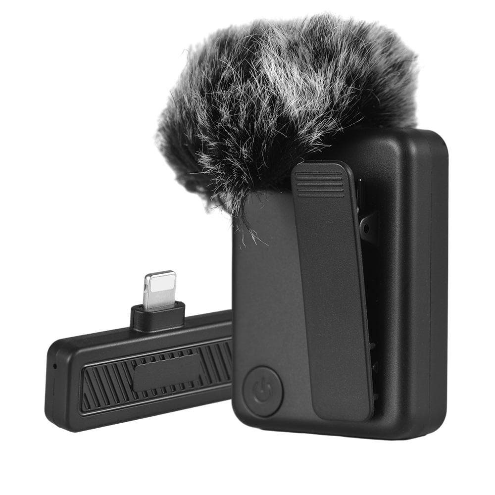 Wireless Microphone Professional Lapel Clip-on Microphone Noise Reduction No Delay Plug and Play IOS Plug black