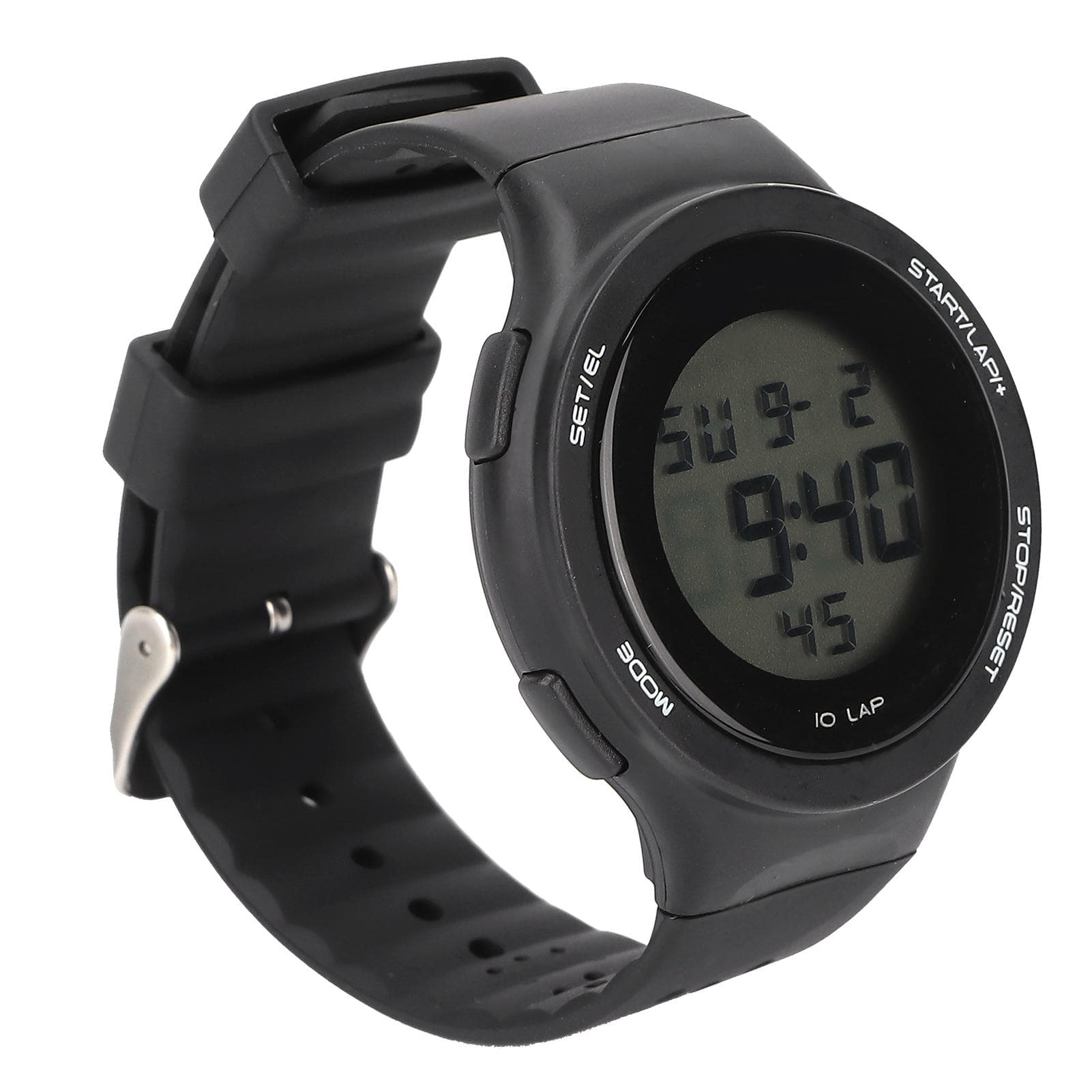 Men Sport Watch Waterproof Shockproof Multifunctional Noctilucence Black with Large Screen EL Light white