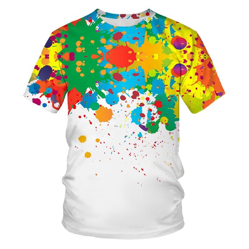 New Summer Color Splash Ink Drop Color 3D Print T-Shirts O-Neck Men Women Short Sleeve Oversized Harajuku Tees Tops Kid Clothing 3XL