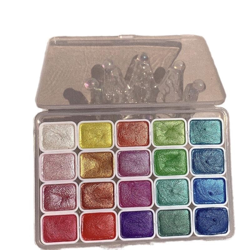 20 Colors Pearlescent Watercolor Set Metallic Watercolor Paint Set Sparkle Pearlescent Watercolor For Artists Students Hobbyists A
