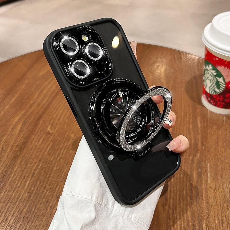 Applicable To Apple 16promax Mobile Phone Case IPhone 15 Lens Film Flash Powder Magnetic Bracket Protective Case Hard iPhone 11