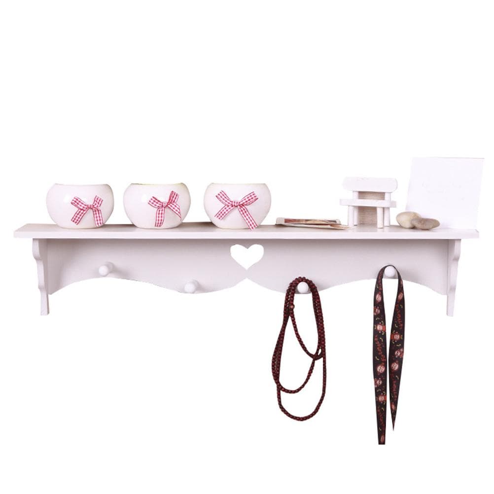 PVC Shelves Wall Mount Storage Shelves Home Decor with Coat Hook Convenient Key Hook for Bathroom