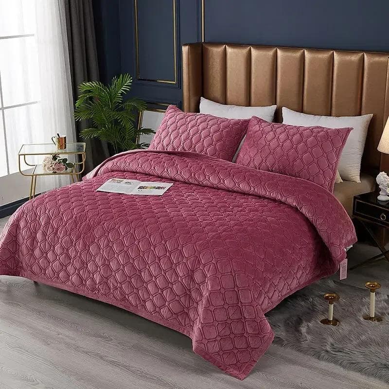 Thickened Bedspread Solid Colour Crystal Velvet Bed Cover Cotton-Padded Quilted Non Slip Sheet Blanket Children Queen Bedding 200x230cm 1pc