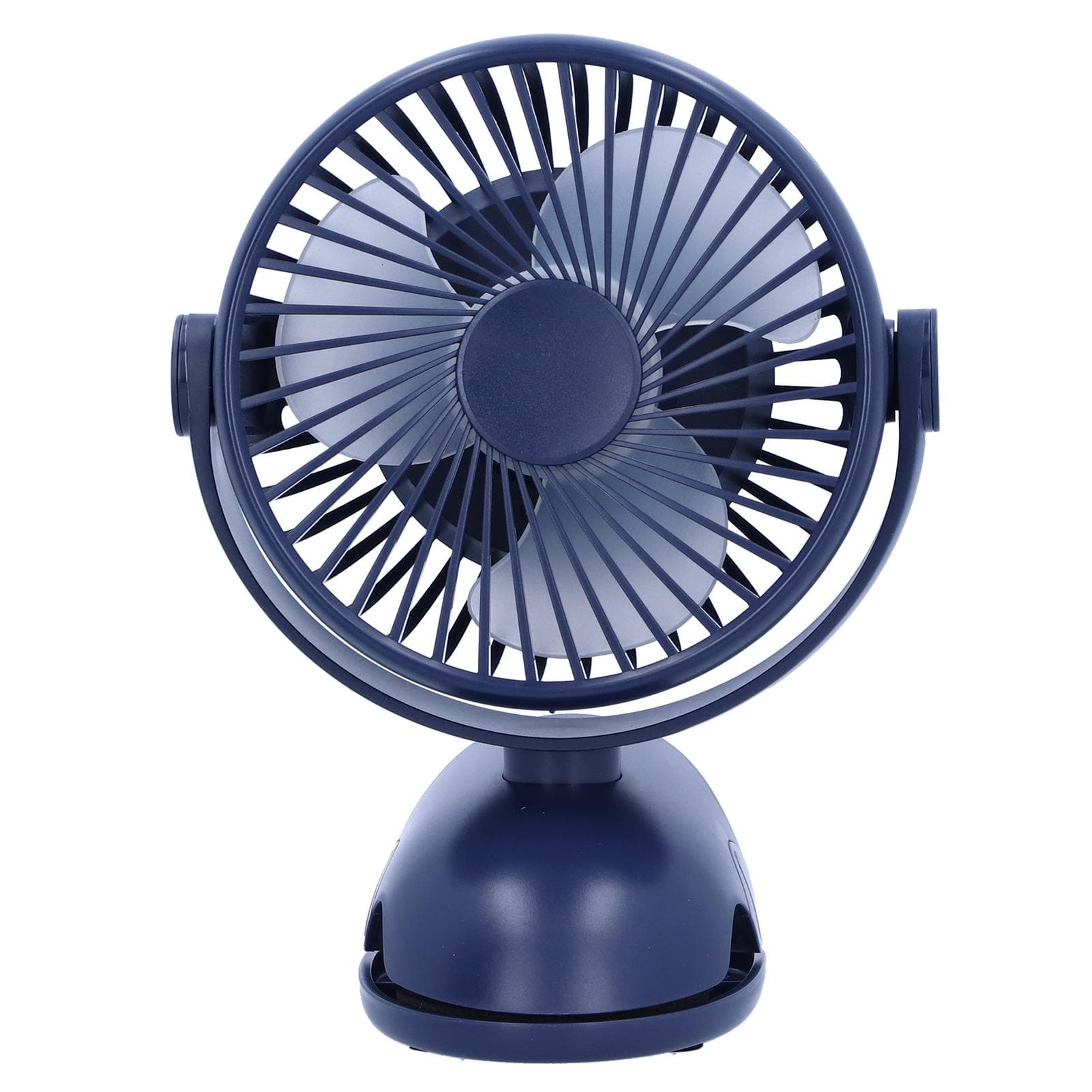 USB Mini Clip Fan Strong Wind 3 Blade Rechargeable 4 Gears Desktop Cooling Fan CoolerBlue blue