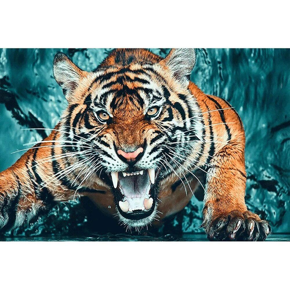 5D DIY Diamond Painting A ferocious tiger Embroidery Cross Stitch Rhinestone Mosaic Home Decor 20X30CM