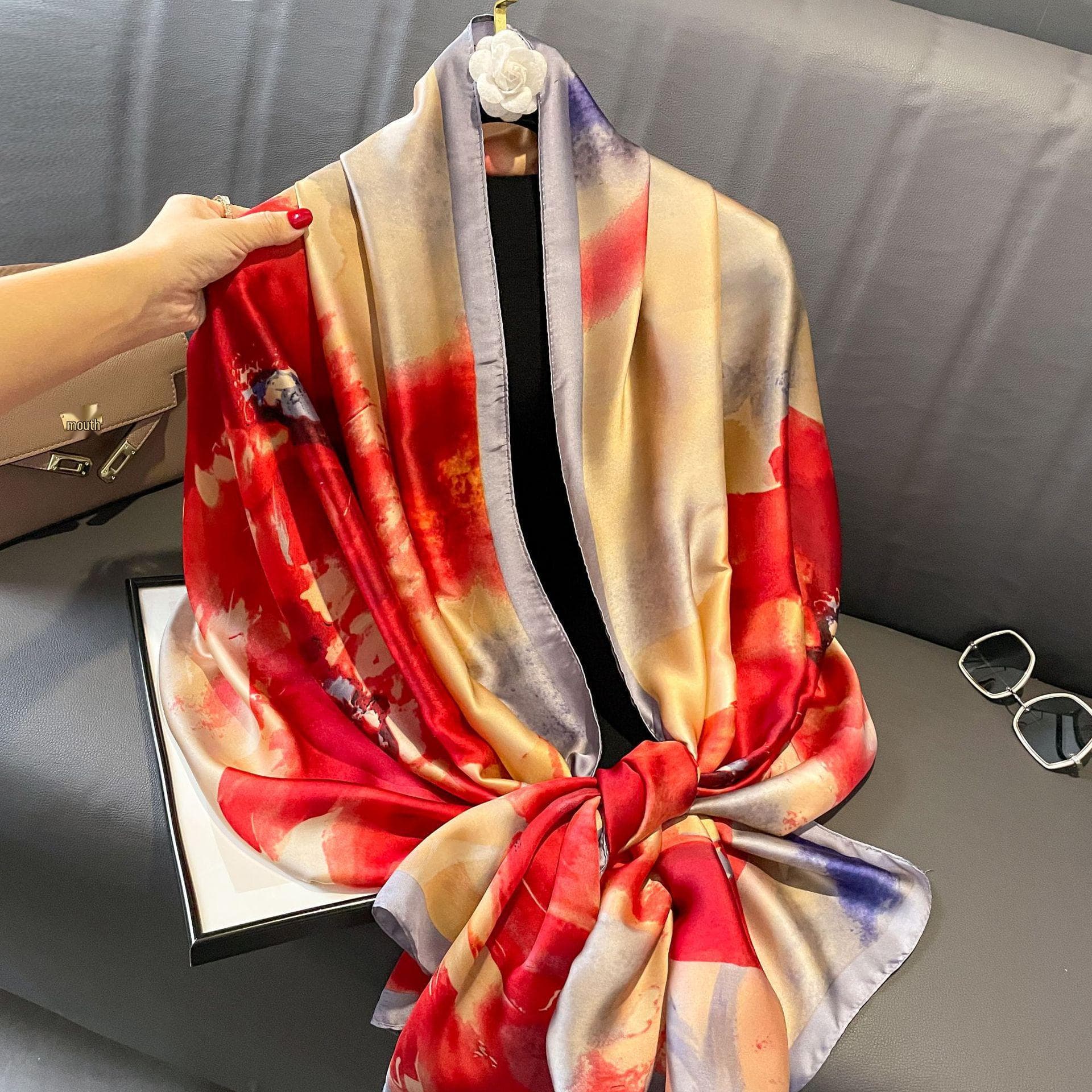 High-End Summer Silk Scarf - Long, Fashionable Sunscreen Shawl for Women 90x180