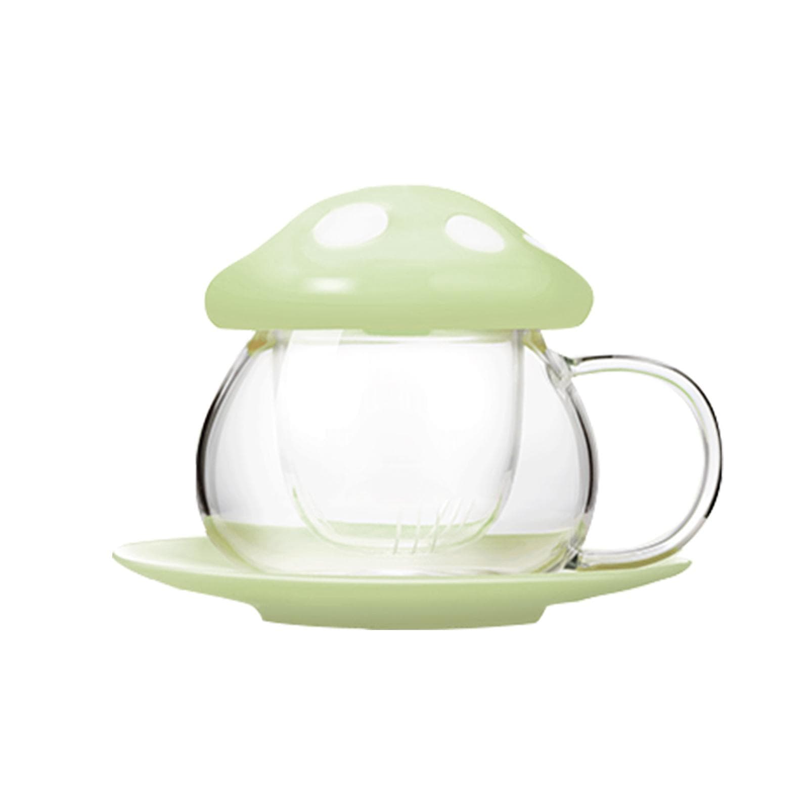 Cute Mushroom Shaped Teacup Ceramic Glass Filter Tea Cup Set