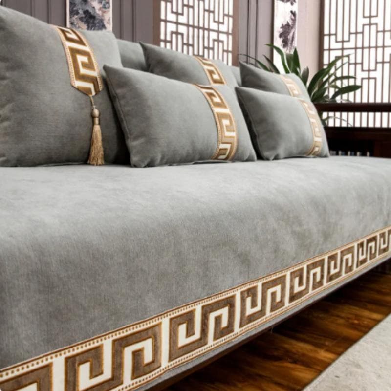 Chinese Style Thick Sofa Covers Solid Chenille Anti-slip Couch Cushion Living Room Sofas Universal Armchair Slipcover Towel Mat 110*240CM