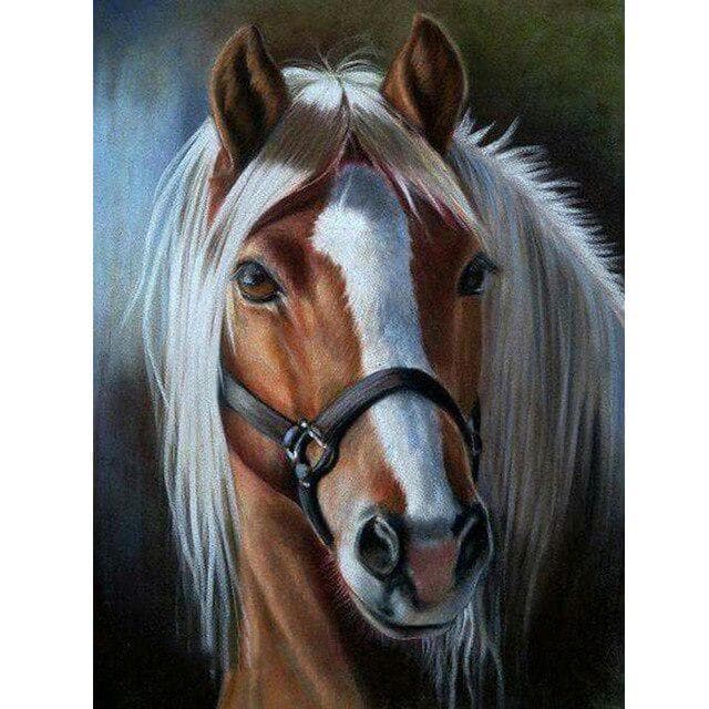 DIY Horse 5D Diamond Painting Cross Stitch Full Round Rhinestone Diamond Embroidery Animal 20X30CM light blue