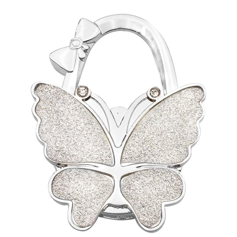 Chic Collapsible Butterfly Bag Hook for Women Metal Handbag Holder, Space-Efficient Organizer for Wallet And Desktops, for Purses And Clutches white