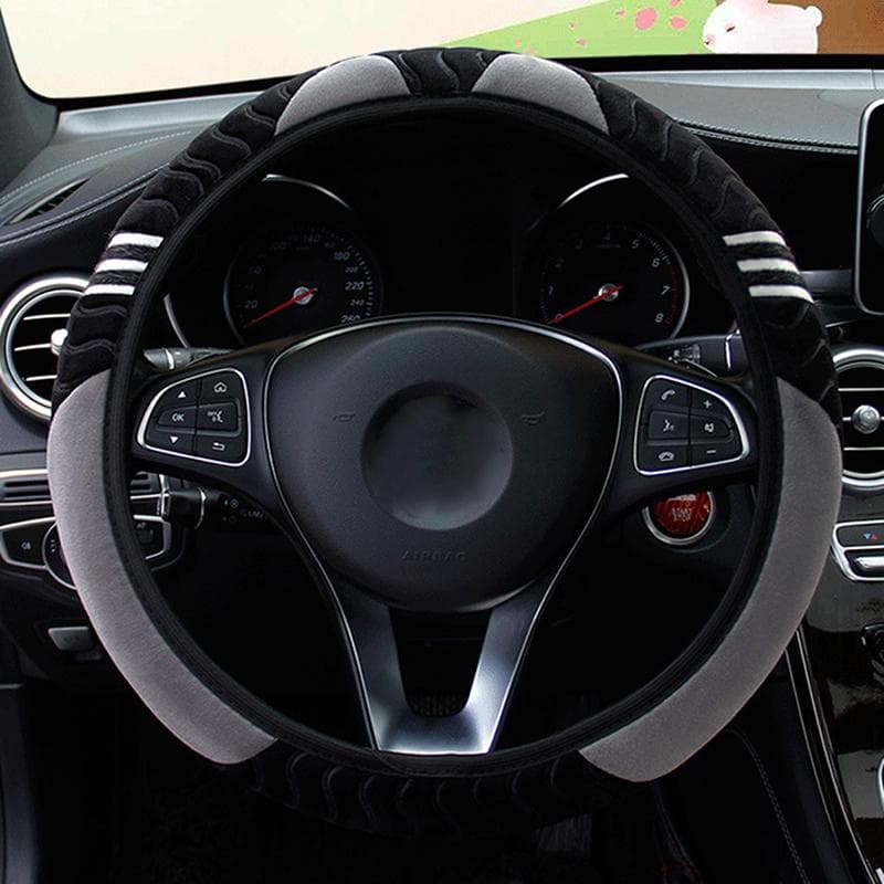 15 Car Steering Wheel Cover Elastic Warm Anti-Slip Wheel Cover Car Accessories gray