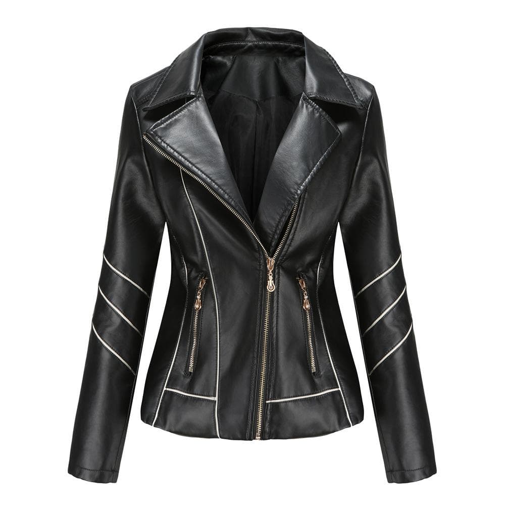 Leather Jacket Women's Thin PU Short Jacket Spring and Autumn Jacket H Locomotive Clothing Women's New Models XXXXL