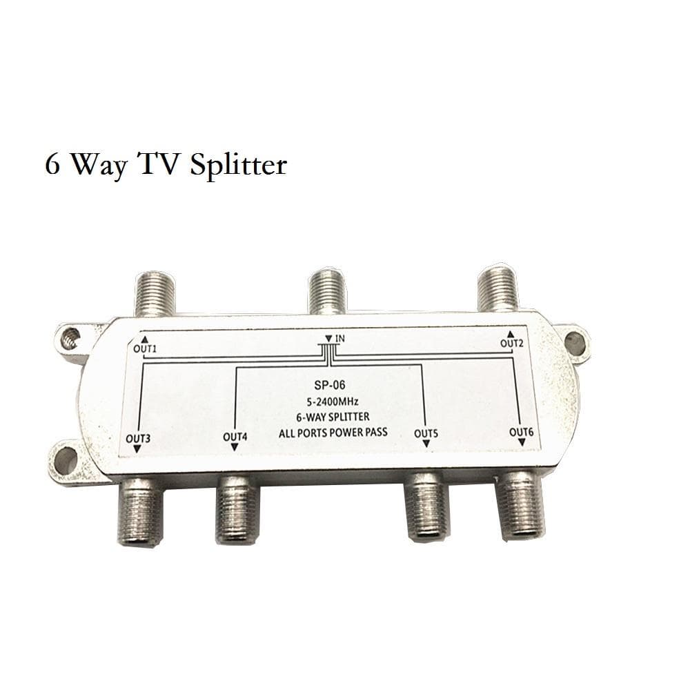 6-Way Coaxial Cable Splitter TV Splitter 5-2400 MHz for RG59 RG6 HDTV Satellite