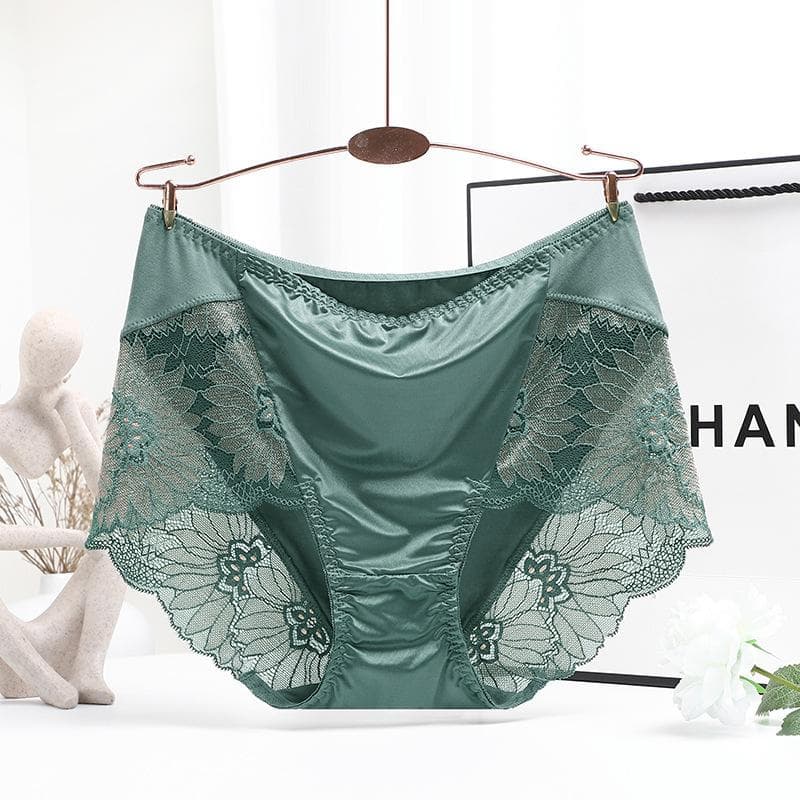 Women Lace Flowers Panties Sexy Hollow Temptation Silk Breathable Underwear Tummy Mid Waist Butt Lift Briefs Intimate Panty XL