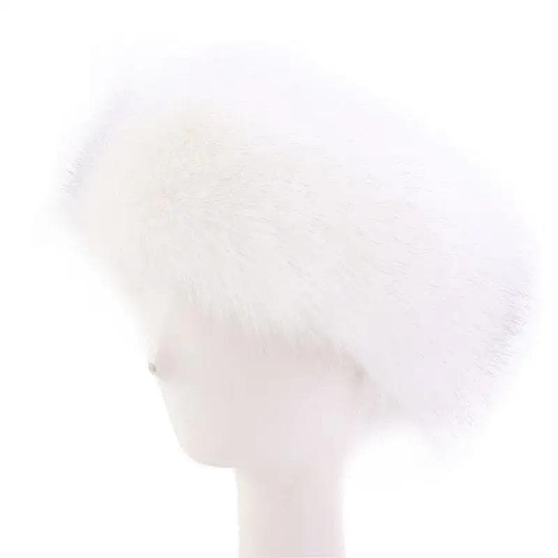 Winter Imitation Fox Fur Keepwarm Headband Fashionable Hair Accessories For Women Girls white