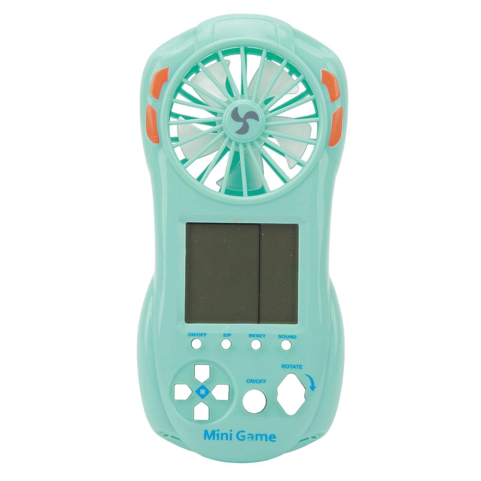 Handheld Game Console Fan Russian Block Game Colorful Light Portable Fan with Hanging Lanyard