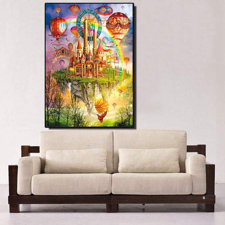 Diamond Painting Rainbow Castle Cross Stitch Diamond Embroidery Mosaic Diamond Wall Painting 20X30CM