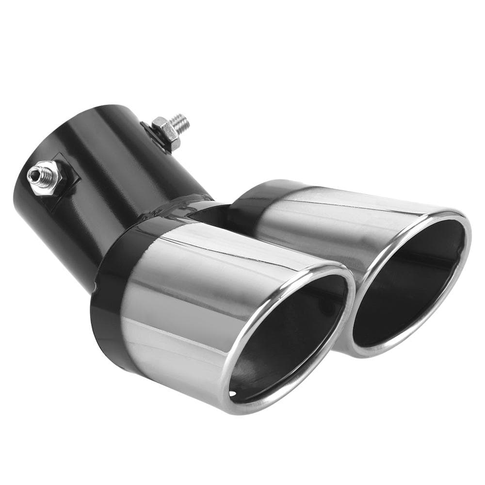 Car Exhaust Trim Muffler Pipe Tail Curved Double Outlet Car Decoration Chrome Tail Pipe Stainless Steel