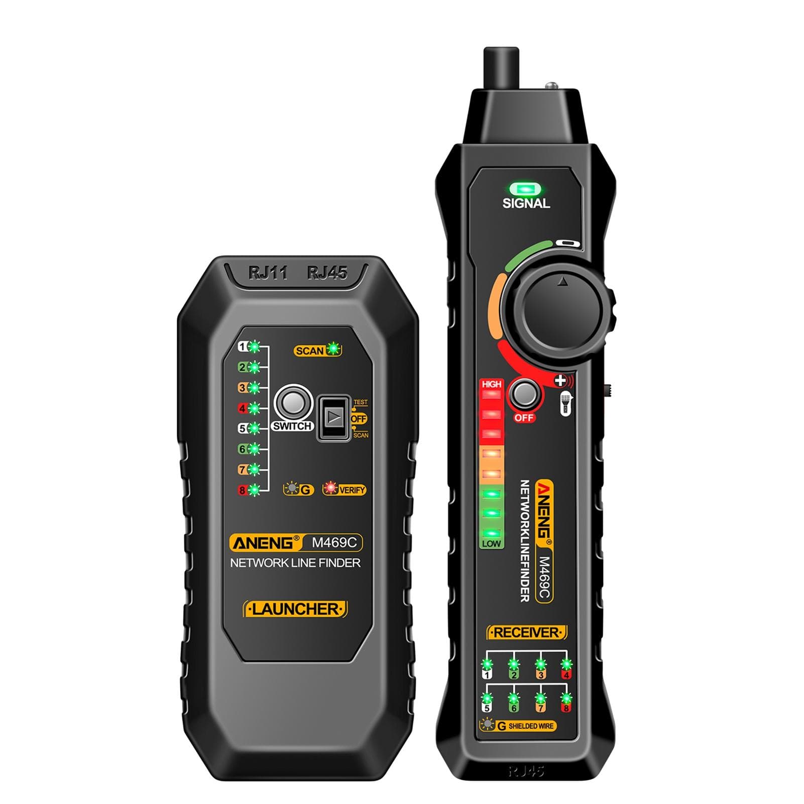 ANENG M469C Multifunction Network Cable Finder RJ45 RJ11 LAN Cable Tester Networking Tool Wire black