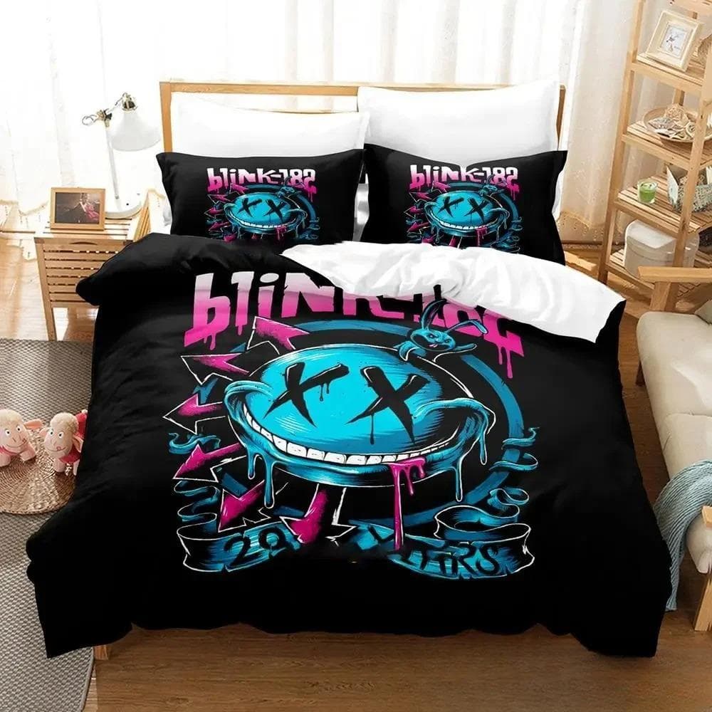 3D Printed Music Band B-Blink-182 Bedding Set Boys Girls Twin Queen King Size Duvet Cover Pillowcase Bed boys Adult Home Textile EU Single 135x200cm