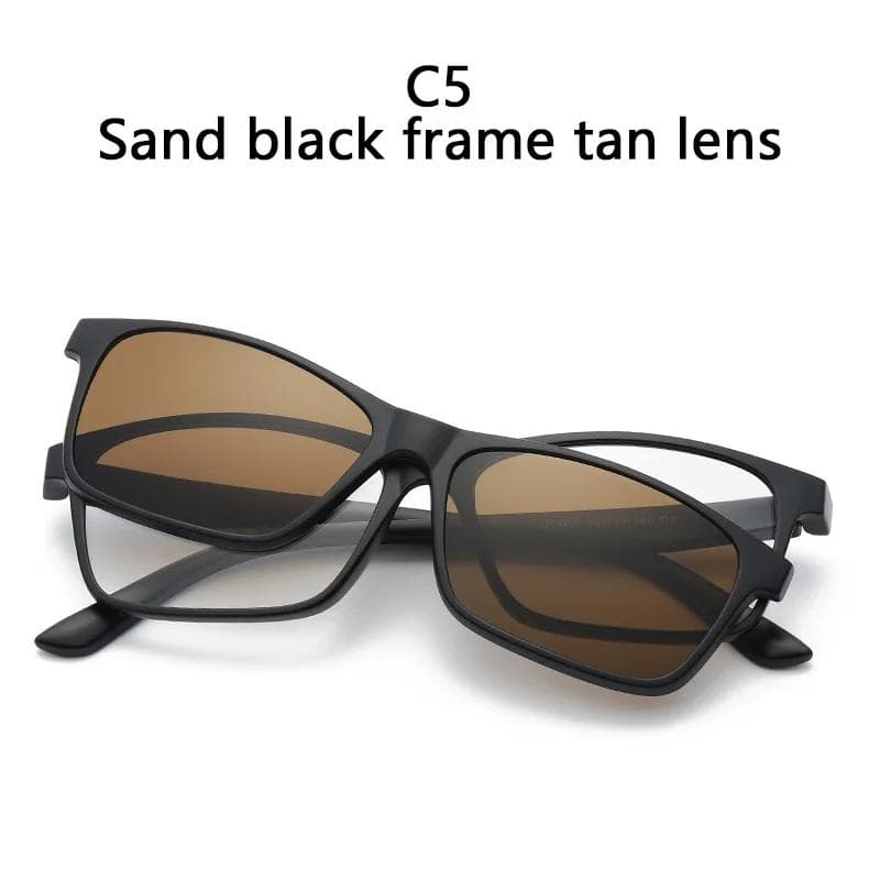 1/6 In 1 Magnetic Clip on Sunglasses for Men Women Polaroid Optical Glasses Frame Customizable 2266 SHOW AS PICTURE