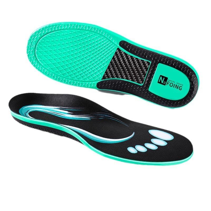 1 Pair Sport Shock Absorption Insoles PU Carbon Plate Sport Insoles Breathable Orthopedic Shoes Pad Men Women Feet Care Insoles EU45-46 green
