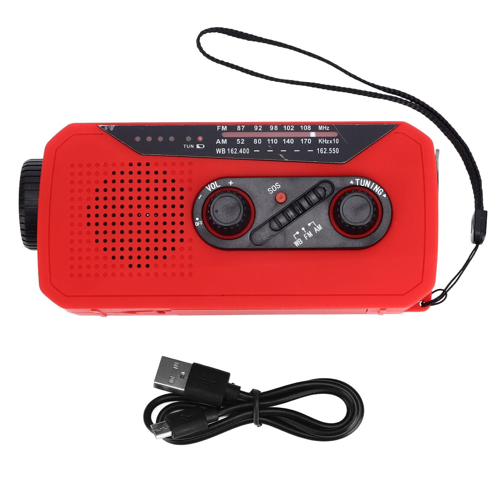 Emergency Radio Hand Power Generation Solar Radio with LED Flashlight 2000mah Charging for Camping red