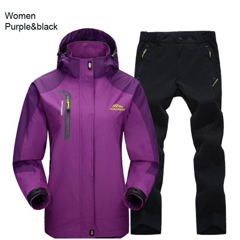 Women Jacket Pants Hiking Set Camping Spring Autumn Outdoor Waterproof 20000MM Windbreak Suit Trekking Coat Trousers L
